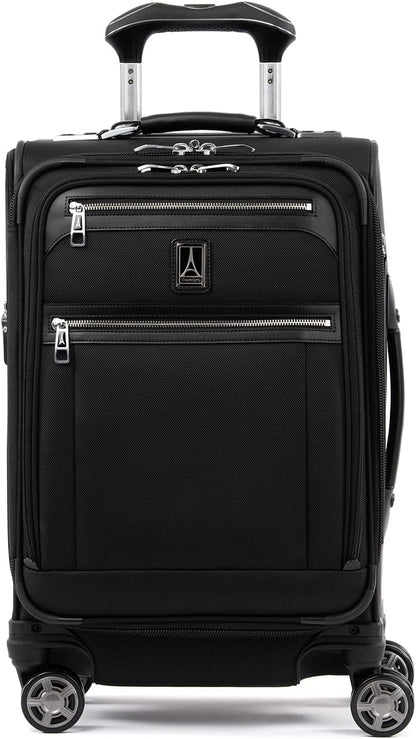 Travelpro Platinum Elite Softside Expandable Carry on Luggage, 8 Wheel Spinner Suitcase, USB Port, Laptop and Tablet Sleeves, Men and Women, Shadow Black, Carry On 20-Inch
