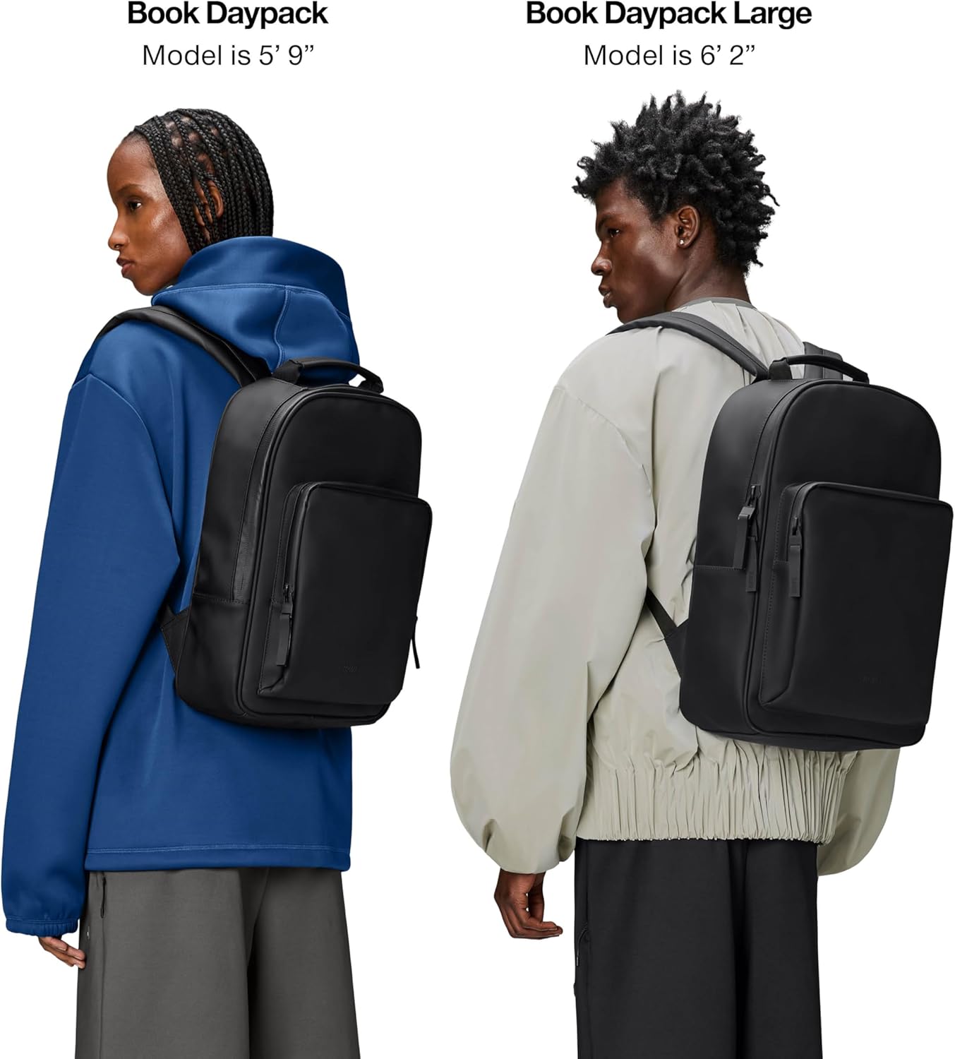 RAINS Large Book Daypack, Backpack, Laptop Bag, Waterproof, 2 Year Warranty, Black