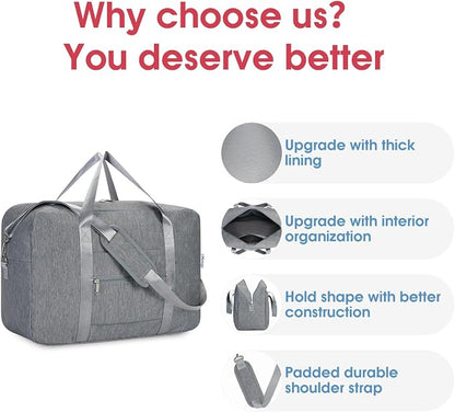 Carry on luaggage 22x14x9 Airlines Approved Foldable Carry on Bag Travel Duffel - Image 5