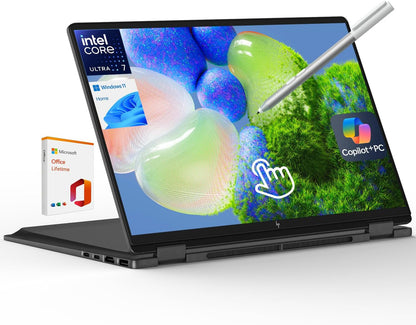 HP OmniBook X Flip 16 2-in-1 Laptop: 16" FHD+ Touchscreen, Intel Core Ultra 7, 16GB RAM, 51GB SSD, w/Pen & Lifetime Office - Copilot+ AI PC, Windows 11