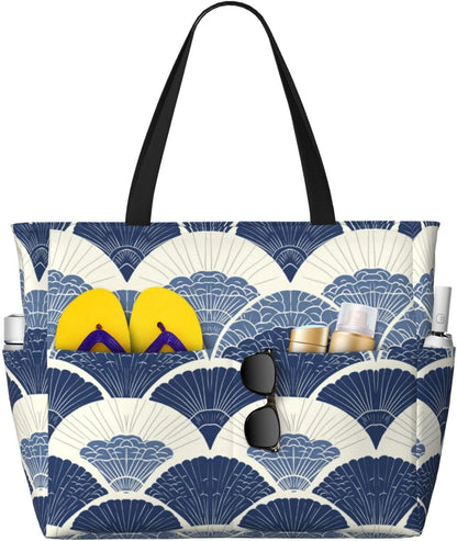 Beach Bag for Women Beach Tote Bag Waterproof Sandproof Large Bags with Zipper Big Capacity for Vacation Travel