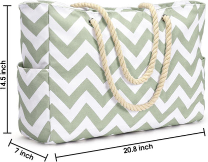 Becokan Beach Bags for Women Large Waterproof Beach Tote Bag Zipper Beach Bags Waterproof Sandproof Swim Pool Bag Large Tote