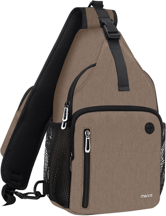 MOSISO Sling Backpack Bag, Crossbody Shoulder Bag Travel Hiking Daypack Chest Bag with Front Square Pocket&USB Charging Port
