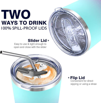 30 oz insulated tumbler with lid and straw, Reusable Spill Proof & Leak Proof Tumbler for Hot and Cold Beverages, Ideal for Iced coffee, Smoothies & Water (Sea)