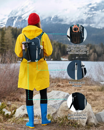 Small Hiking Backpack with Front Phone Holder, Packable Back pack with Chest and Waist Strap, Lightweight Daypack for Women Men