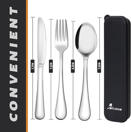 4 Picec Travel Utensils Camping utensils Travel Silverware Set - Image 2