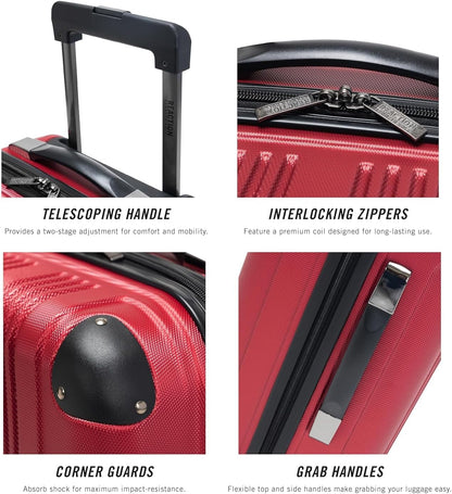 Kenneth Cole REACTION Out of Bounds Lightweight Hardshell 4-Wheel Spinner Luggage, Scarlet Red, 24-Inch Checked