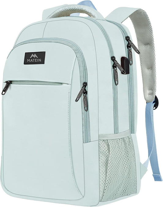 MATEIN Travel Laptop Backpack, Lightweight Anti Theft School Bookbag for Girls Boys and Students with USB Charging Port, Water Resistant 15.6 Inch Computer Bag Sturdy College Daypack Gift for Women