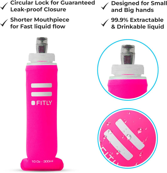 Soft Flask - Shrink As You Drink Soft Water Bottle for Hydration Pack - Folding Water Bottle Ideal for Running, Hiking, Cycling, Climbing & Rigorous Activity