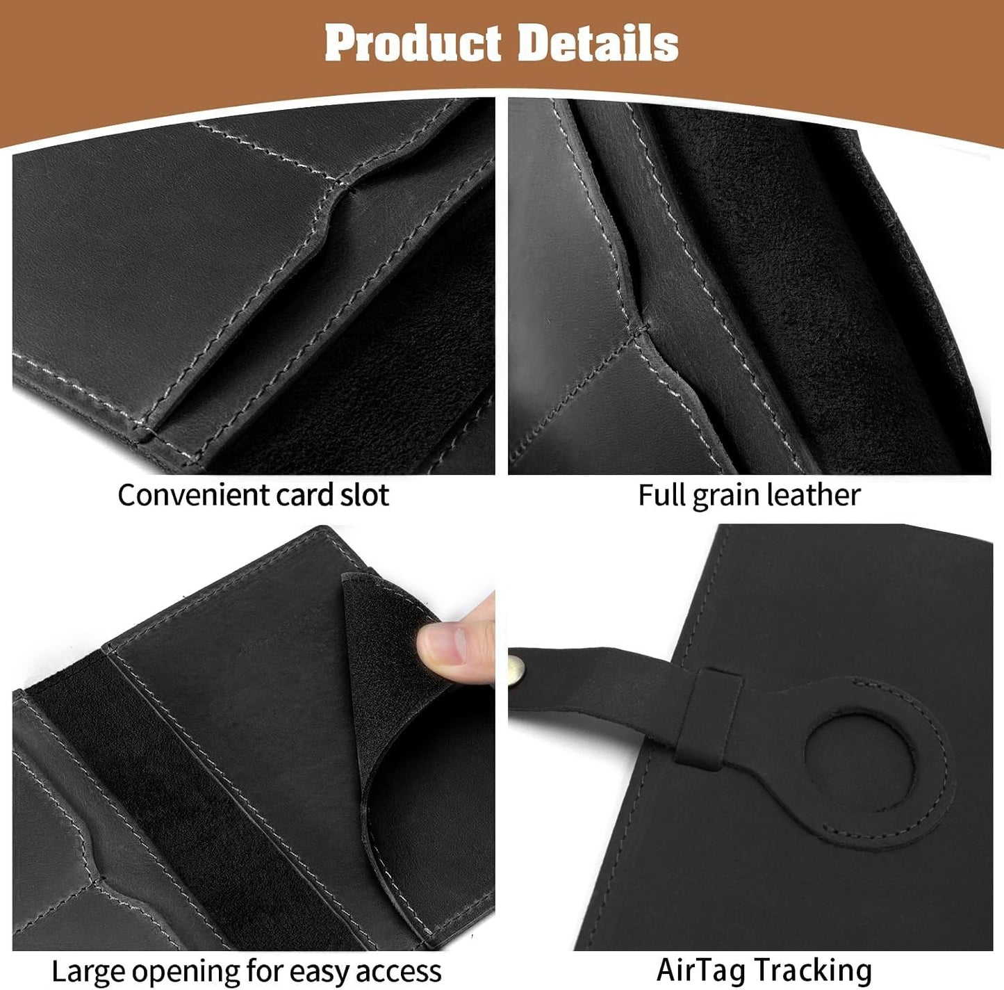 Jack&Chris Genuine Leather Passport Holder For Travel, RFID Blocking Handmade Passport Holder with Card Case Organized & Safe, Quality Travel Essentials for Women and Men for Gifting, Black