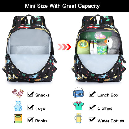 Accmor Toddler Harness Backpack Leash, Cute Excavator Kids Backpack with Anti Lost Wrist Link for Outdoor Walking, Mini Black Child Backpack Wristband Tether Leashes for Boys Girls Aged 1-3 Years Old