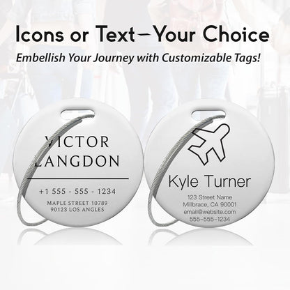 Customized Stainless Steel Luggage Tags: Personalize Your Suitcases, Backpacks, and Bags with Your Text (Silver)