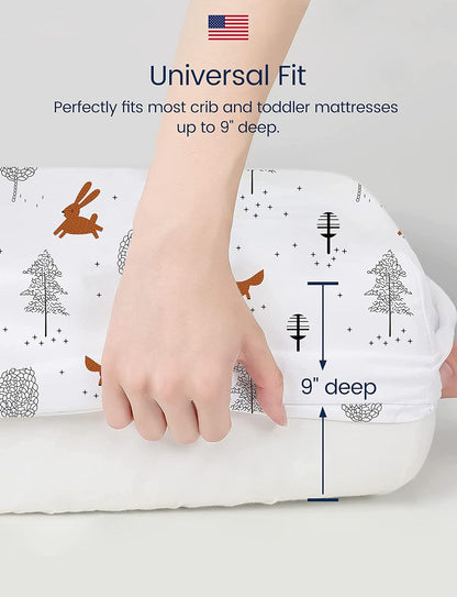 TotAha Premium Stretchy Crib Sheets (2-Pack)-Hypoallergenic, Silky Comfort, Buttery Soft, Calming Effect, All-Season Jersey-Knit Sheets, 28 X 52 X 9'' Extra Deep Pocket (Balloon & Sailboat)
