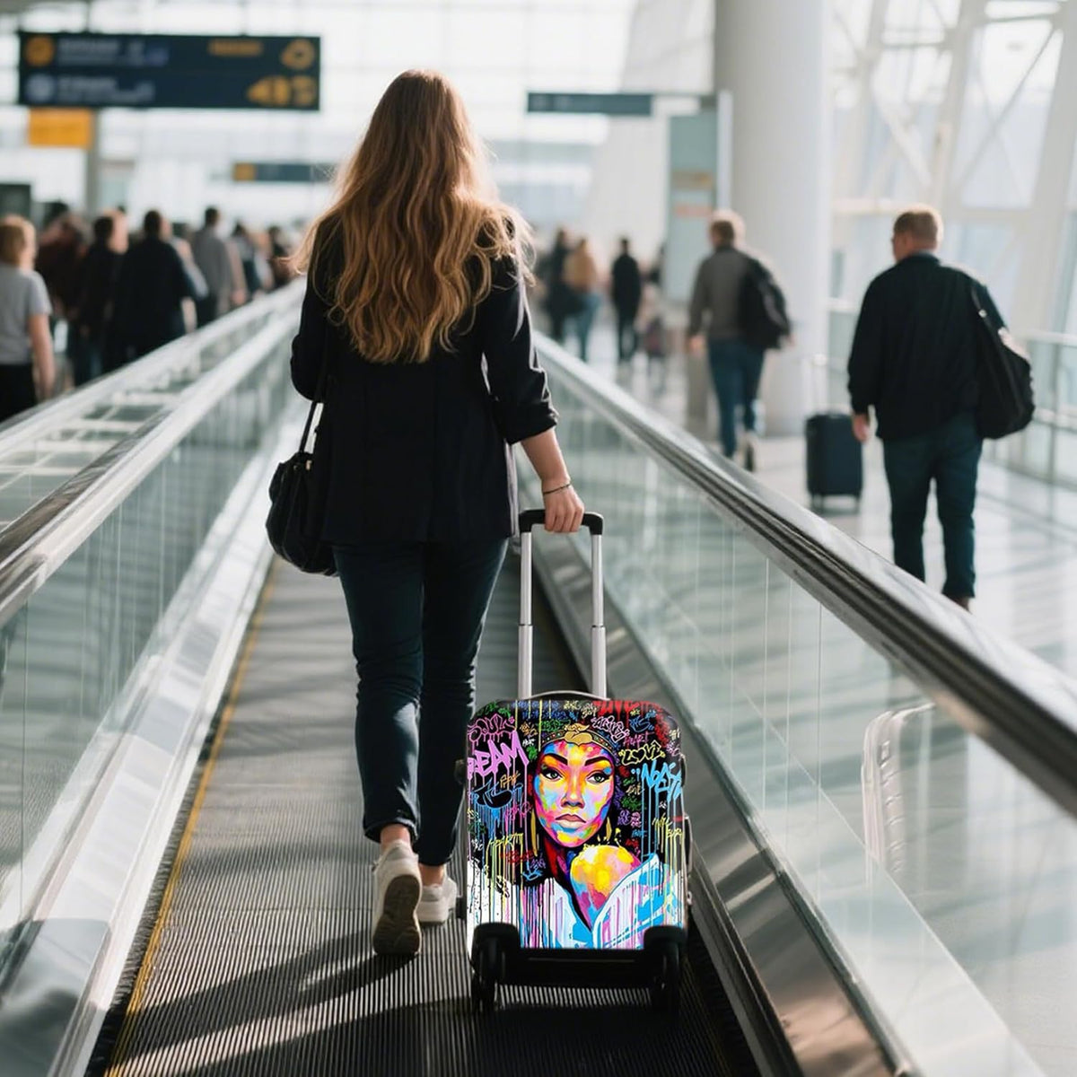 WUJIAONIAO Travel Luggage Cover Baggage Suitcase Cover Protector Skins 18-32 Inch (Graffiti A8, M (for 22-24 inch luggage))