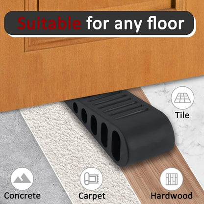 JQK Rubber Door Stopper Wedge, Black 9 Pack Soft TPR Premium Door Stops for Bottom of Heavy Duty Door on Tile, Concrete, Carpet, Wooden Floor, DSB61-BK-P9