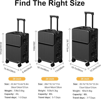 2-Piece Hardshell Zipperless Luggage Set, 20/26" Aluminum Frame Hardshell - Image 8