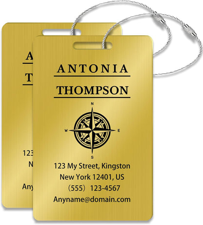 Personalized Luggage Tags for Suitcases (2/4/6/8 Pack) - Custom Engraved Metal Travel Tag, Customizable Pattern/Name/Text for Bags Backpacks Suitcases