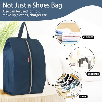 6pcs Portable Shoe Organizer, Travel Pouches with Zipper, Golf Shoe Bags, Clothes Bags, Soccer Cleats Bag Shoe Pouch for Gym, Waterproof, Odor-Resistant (Navy Blue)
