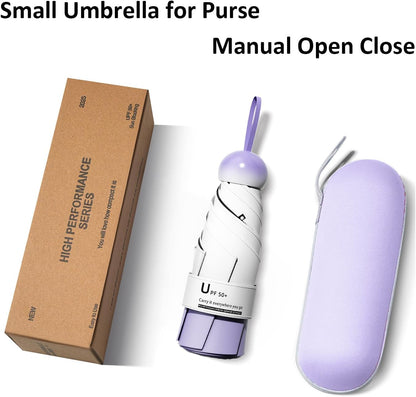 BAODINI Travel Mini Umbrella for Purse With Case Small Compact UV Sun Protection Sun Lightweight Tiny Pocket Umbrella for Women Kids and Men