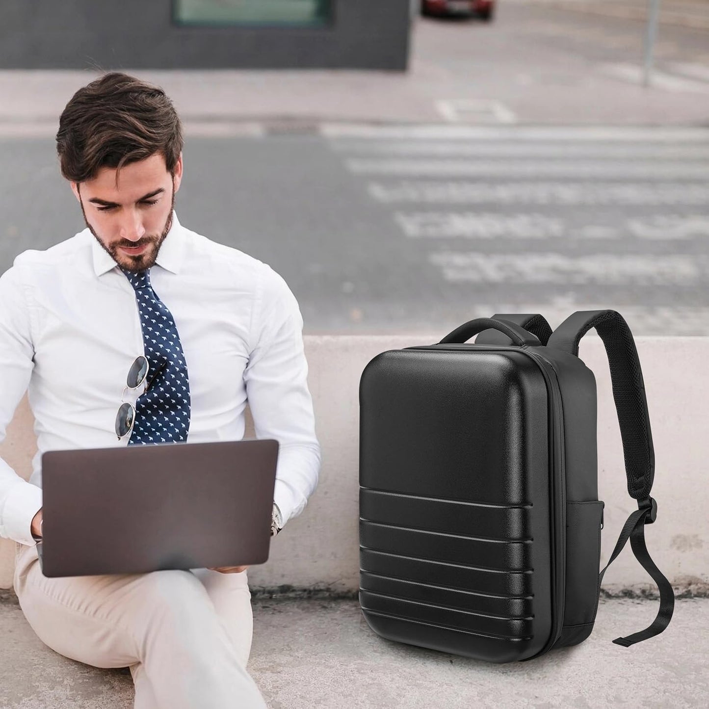 SOKOK Carry On Travel Backpack Waterproof Business Backpack with Laptop Compartment, Hardshell Computer Backpack for Men and Women, Black