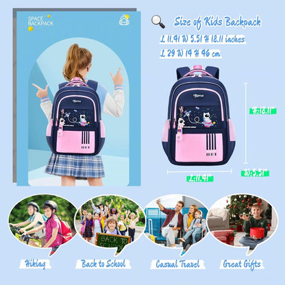 Astronaut-space Kids Backpack for Girls-Boys Elementary Middle School Backpack Book Bags for Girls Lightweight Back Pack pink-blue