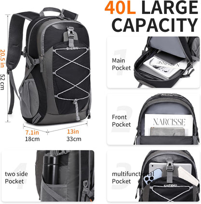 40L Hiking Backpack Lightweight Daypack Waterproof Travel Camping Backpack for Men Women Sport Packable