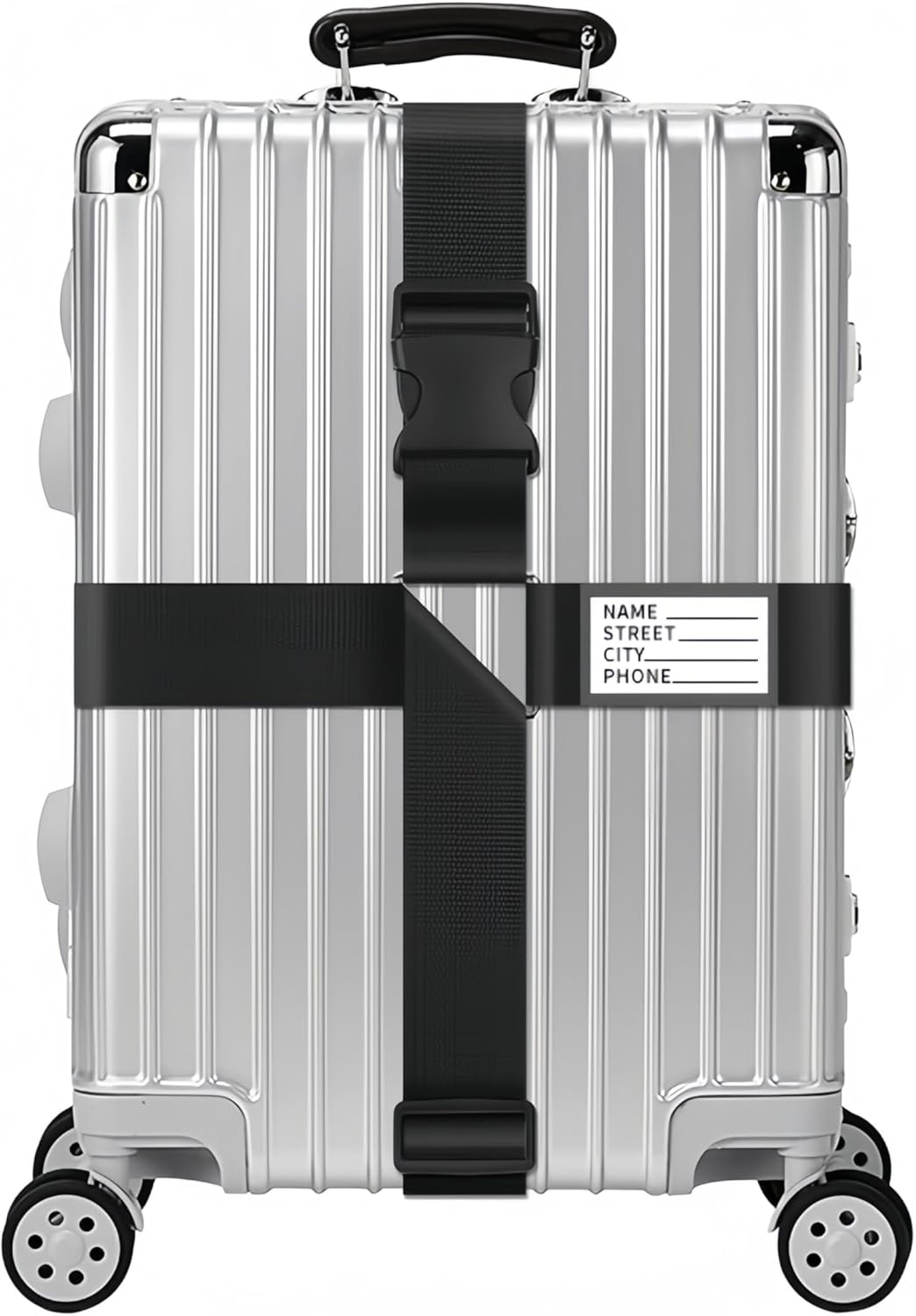 2-Pack Adjustable Luggage Straps for Suitcases – 2-Inch Wide Cross Travel Belt for 20"-32" Carry-On, Large & Collapsible Luggage – Durable Seatbelt Material, Suitcase Belts & Connector Straps (Black)