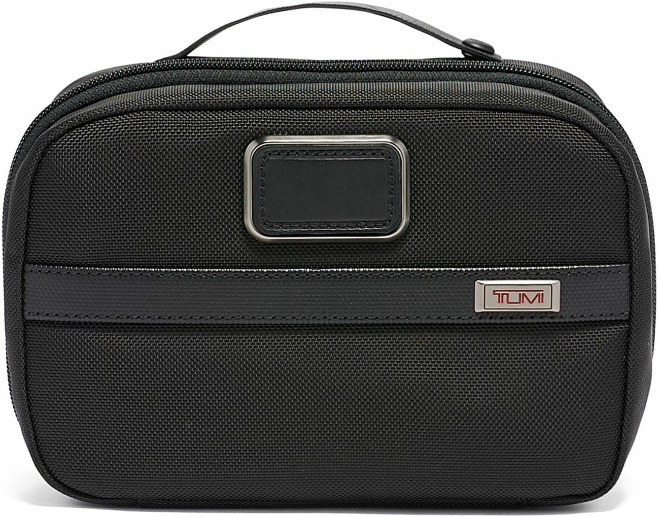 TUMI Alpha Split Travel Kit - Compact Toiletry Bag for Men & Women - Features Removable Leather Handle & 3 Zip Pockets - Black
