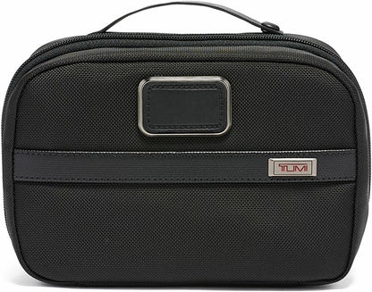 TUMI Alpha Split Travel Kit - Compact Toiletry Bag for Men & Women - Features Removable Leather Handle & 3 Zip Pockets - Black