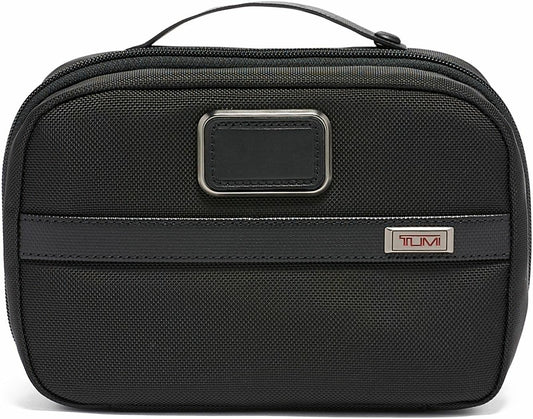 TUMI Alpha Split Travel Kit - Compact Toiletry Bag for Men & Women - Features Removable Leather Handle & 3 Zip Pockets - Black