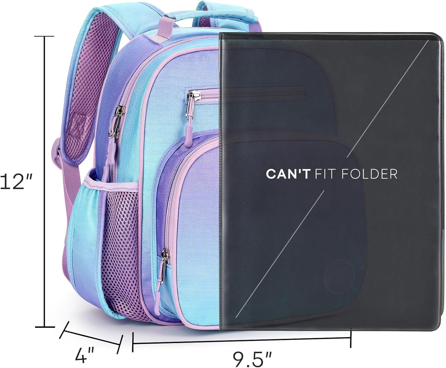 mibasies Toddler Backpack for Girls 2-4: Cute Kids Backpacks for Girls - Preschool Kindergarten Backpack - Glitter Gradient Purple