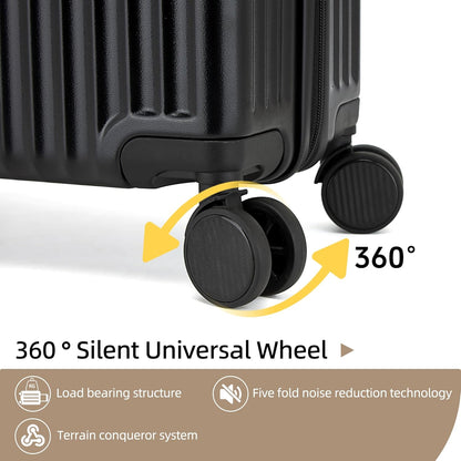 20 Inch Carry on Luggage,Airline Approved 22x14x9 Hard Shell Carry on Suitcase with 360° Spinner Wheels,TSA Lock and Lightweight Hardside Carry-on Luggage for Travel (Black, 20 Inch)