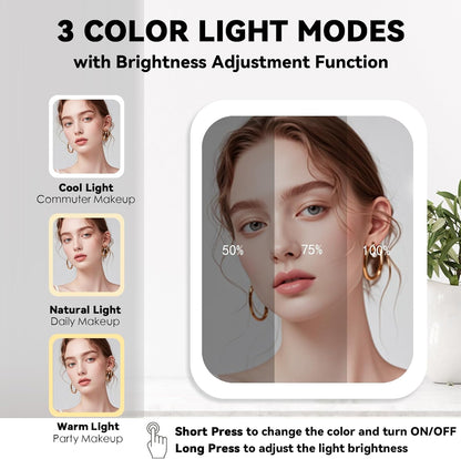 Travel Makeup Bag with LED Mirror and 10x magnifying glass with 3 Lighted Settings, Adjustable Dividers and Makeup Brush Storage Bag Brown