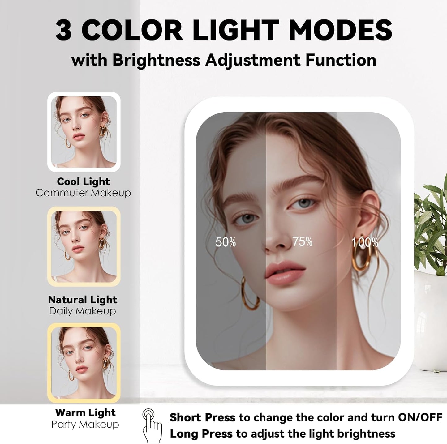 Travel Makeup Bag with LED Mirror and 10x magnifying glass with 3 Lighted Settings, Adjustable Dividers and Makeup Brush Storage Bag Light Red