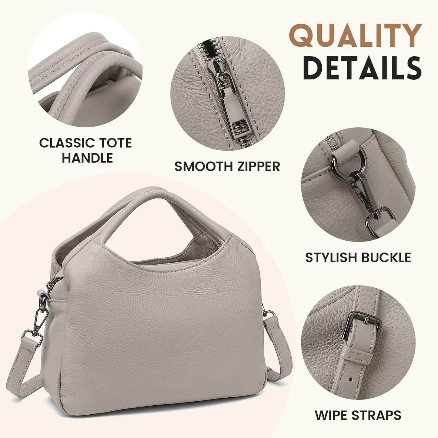 KOGTLA Genuine Leather Purses for Women, Crossbody Shoulder Bags with Top-Handle, Tote Satchel Handbags