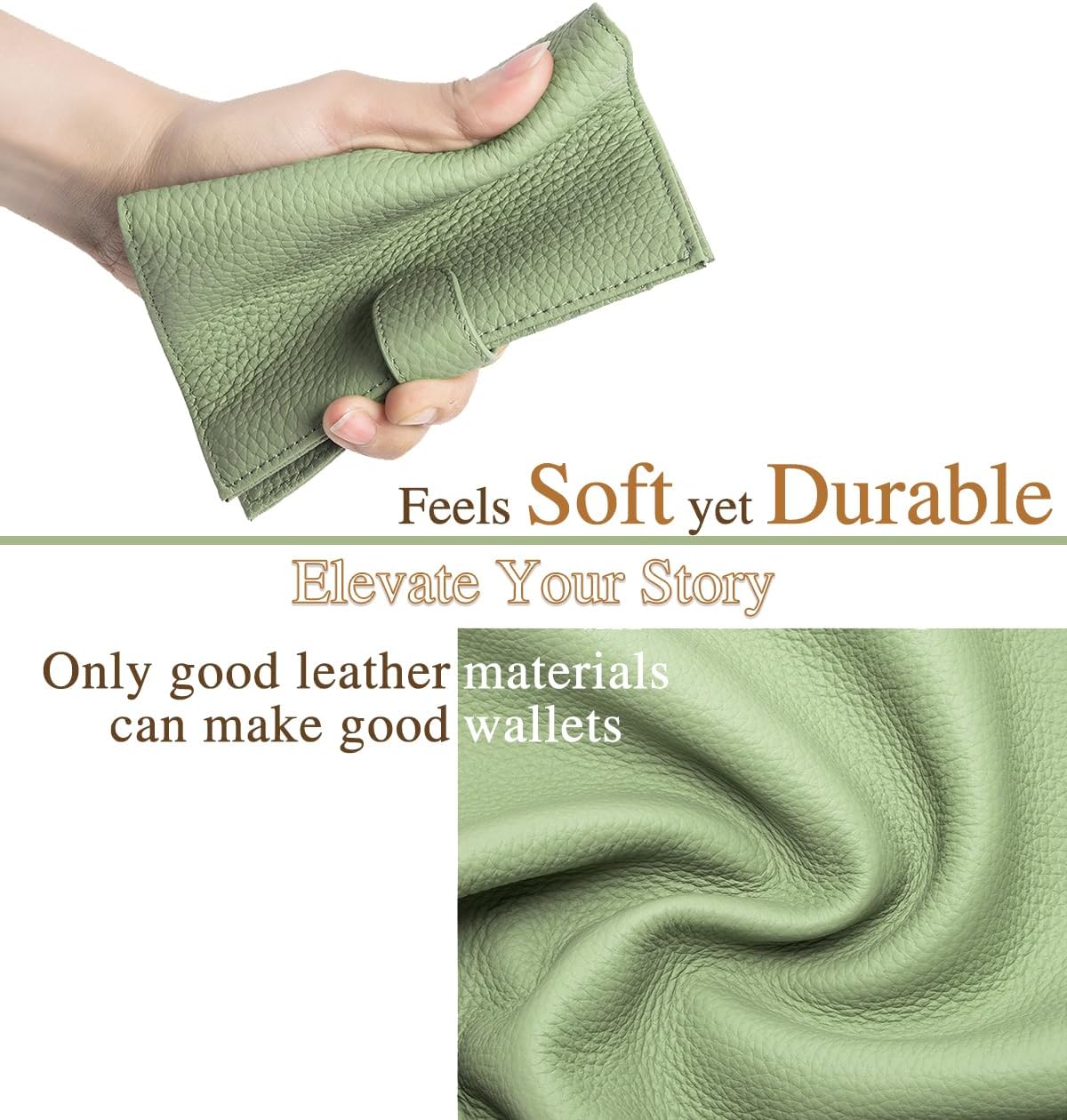 RFID Leather Passport Holder for Travel Women – Slim Passport Wallet with 1 Passport Slot & 3 Card Slots, Zippered Coin Pocket & SIM Slot – Travel Passport Cover Case (Light Green)