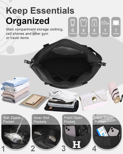 Initial Travel Duffel Bag Sports Gym Bag for Boys Teen Birthday Gifts,Black Personalized Weekender Bag Carry On Tote Bags for Men,Waterproof Overnight Luggage Bag Airplane Travel Essentials(Letter H)