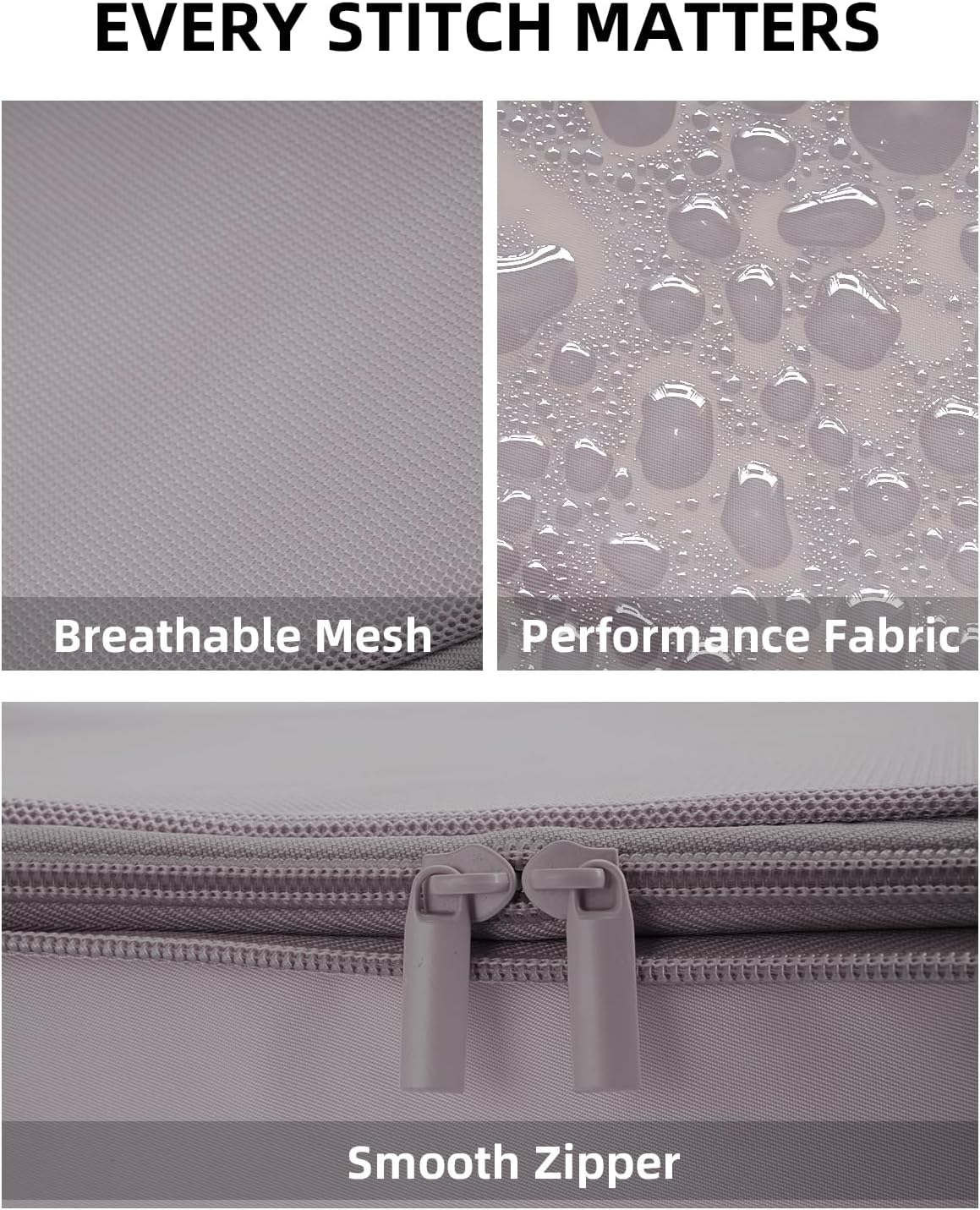 6 Set Compression Packing Cubes for Travel, Large Medium Small Luggage Organizers, Storage Bags for Clothes (6 Pack, Misty Silver)