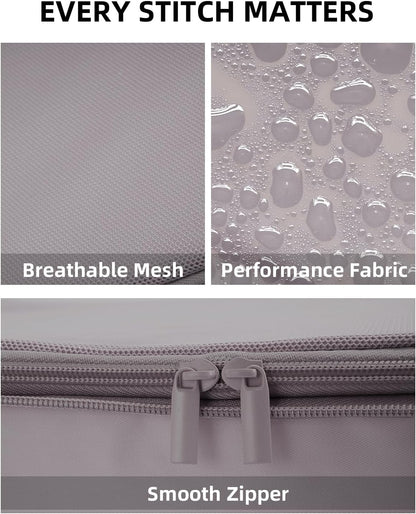 6 Set Compression Packing Cubes for Travel, Large Medium Small Luggage Organizers, Storage Bags for Clothes (6 Pack, Misty Silver)