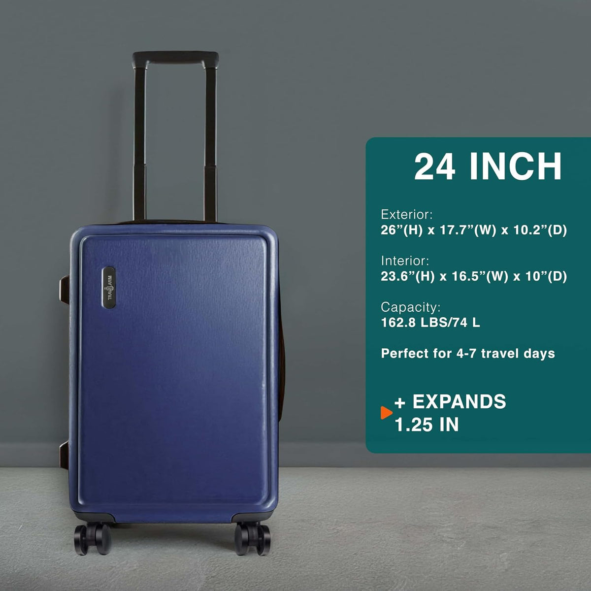 Luggage Sets 3 Piece, 22 Inch Carry on Luggage and 24 Inch Suitcases with Wheels Spinner, Durable Hard Shell Suitcase Set, Expandable Travel Suitcase, Navy