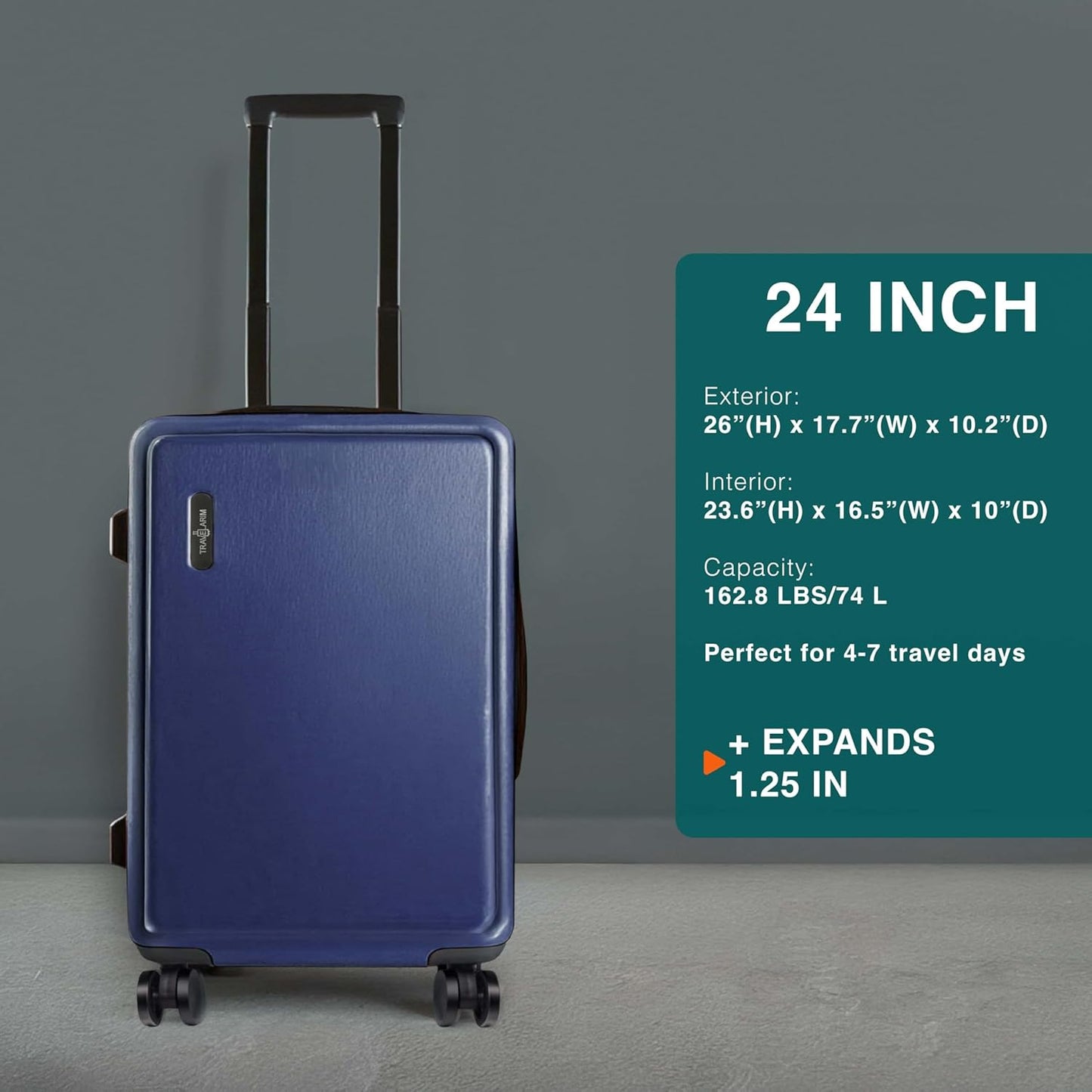 24 Inch Luggage with Spinner Wheels, Hard Shell Suitcase with TSA Locks for Luggage, Travel Large Suitcase, Expandable Hard Shell Suitcases, Navy