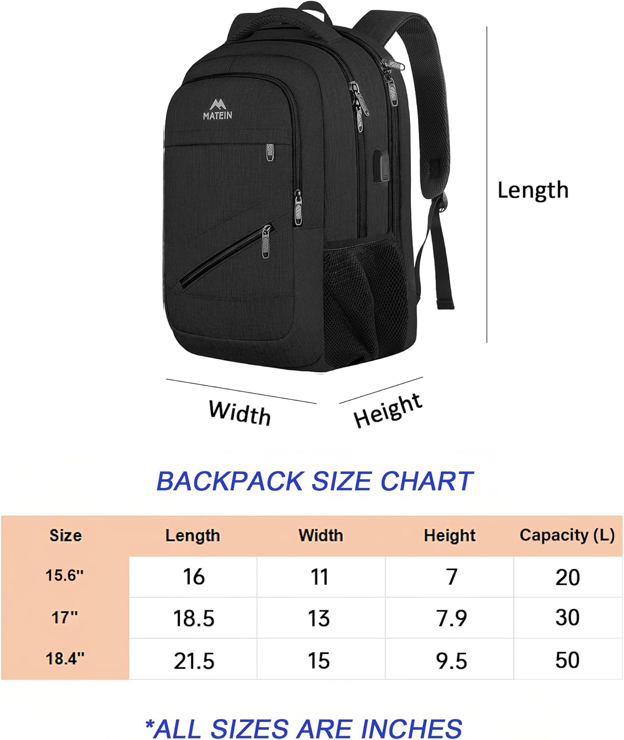 MATEIN School Laptop Backpack, Large TSA Friendly College Computer Bookbag with Laptop Compartment Fits 17 Inch Notebook, Water Resistant Work Travel Backpack, Graduation Gifts for Men Women