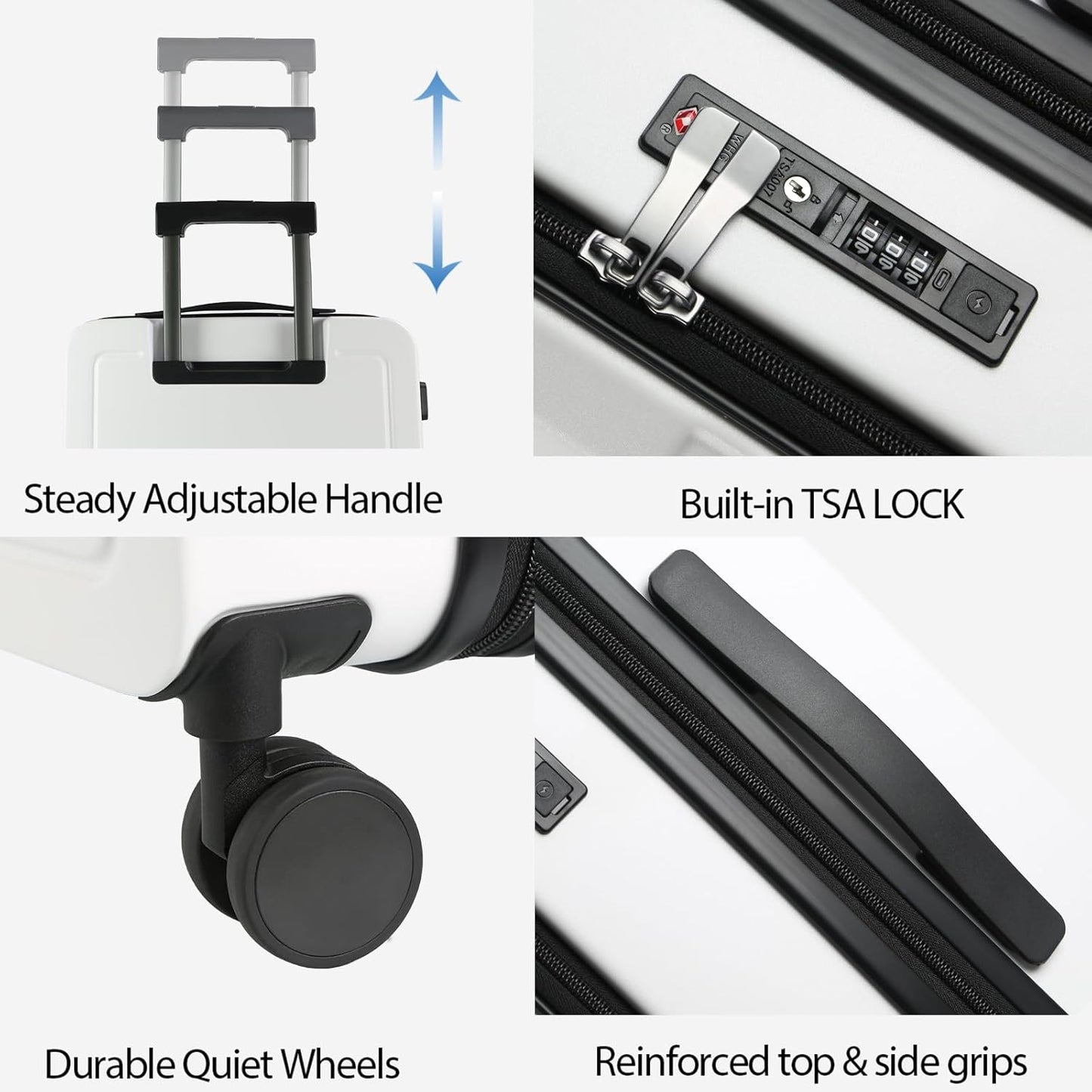 KROSER Carry On Luggage with Spinner Wheels & Built-in TSA Lock, Expandable Top Loading Hard Shell Suitcase Large Capacity Durable Rolling Luggage with USB Port, Carry-On 20-Inch, White