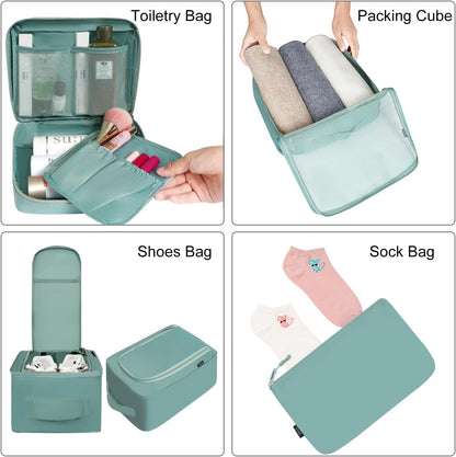 BAGAIL 8 Set Packing Cubes Luggage Packing Organizers for Travel Accessories-Dusty Blue
