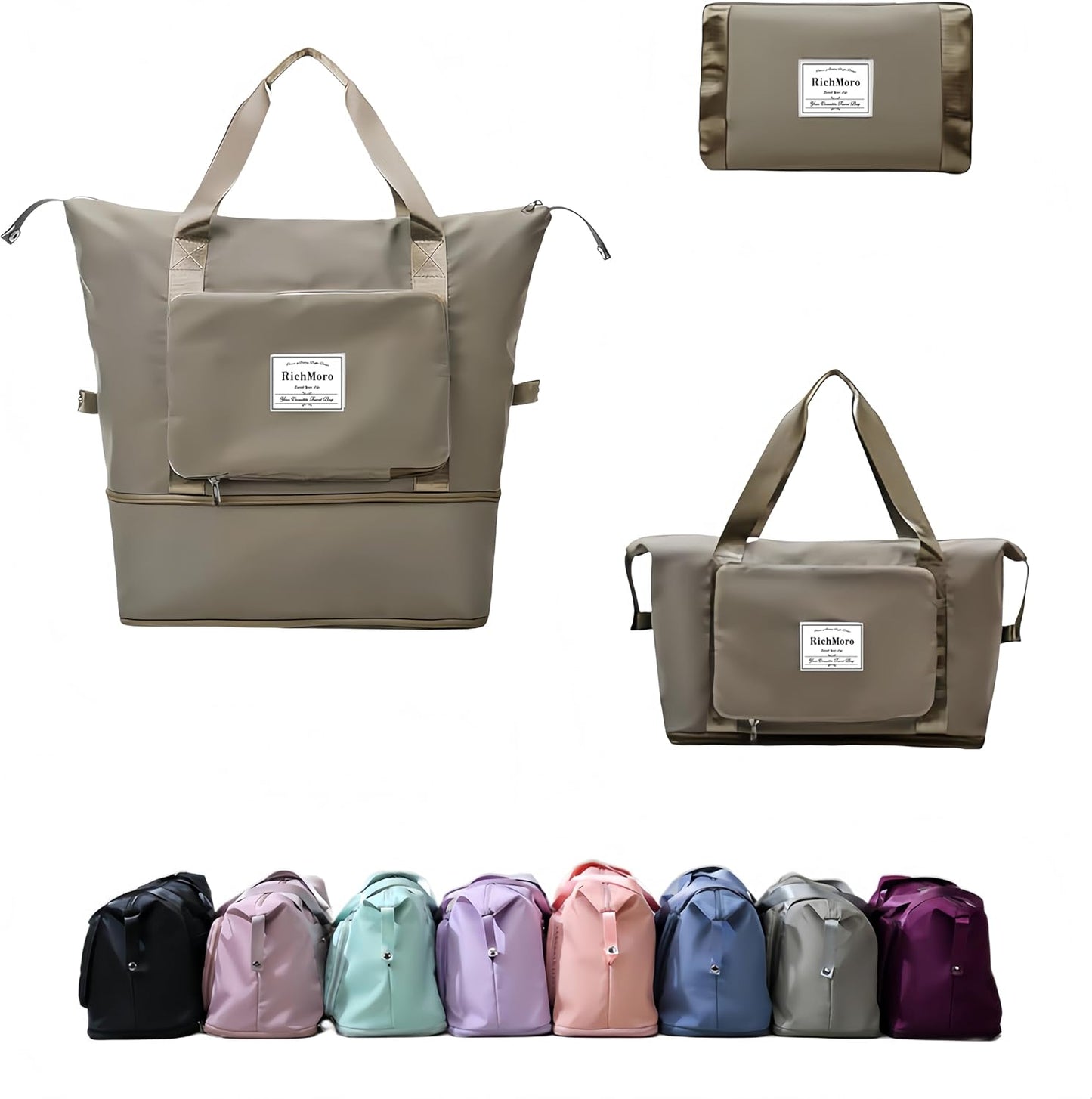 Large Capacity Foldable Travel Bag, Expandable lightweight Carry on Bag, Dry with Wet Separation Spor Duffel Bags