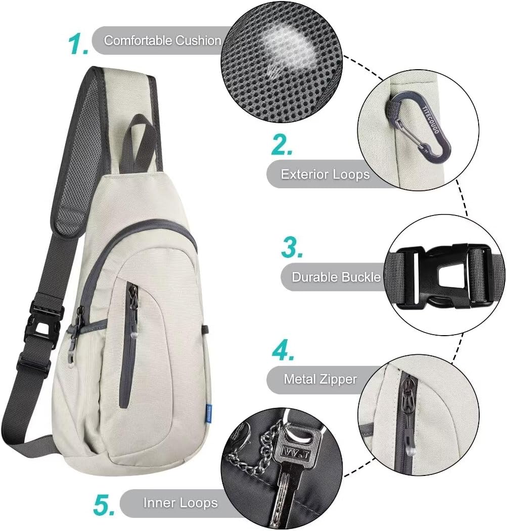 TITECOUGO Small Sling Bag, Lightweight Crossbody Backpack for Men Women, Shoulder Bag for Sports and Outdoor