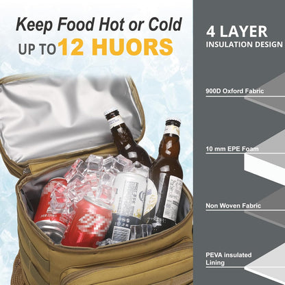 Tactical Backpack Cooler,Soft Lightweight Leakproof Cooler Backpack,Insulated Cooler Bag,Portable Soft Cooler Bag Waterproof for Beach, Travel, Camping, Picnic, Hiking