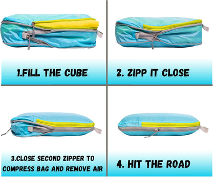 6 Set/3 Set Ultralight Compression Packing Cubes, Suitcase and Backpack Travel Organizer Bags