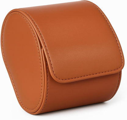 Homde Travel Watch Box Leather: Traveling Case for Men - Luxury Watch Roll for Wristwatch on the Go (brown, S)