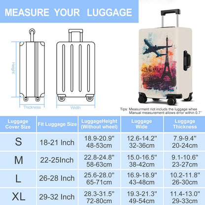 Luggage Cover Washable Suitcase Protector Anti-scratch Suitcase cover Fits 20-34 Inch Luggage (Tower-2, M(24-26inch suitcase))